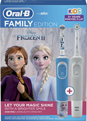 Sada elektrických zubních kartáčků Vitality D100 Sensitive White + D100 Frozen Family pack