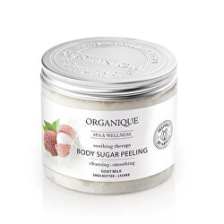 Zklidňující cukrový tělový peeling s kozím mlékem a liči (Body Sugar Peeling) 200 ml