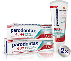 Dentifricio per problemi gengivali, alito e sensibilità dentale Gum and Sensitive Whitening Duo 2 x 75 ml