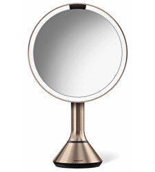 Dobíjacie zrkadlo s dotykovým ovládaním intenzity osvetlenia Dual Light 20 cm Rose Gold nerez oceľ