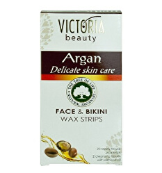 Depilačné voskové pásiky s arganovým olejom na tvár a oblasť bikín (Face & Bikini Wax Strips) 20 ks