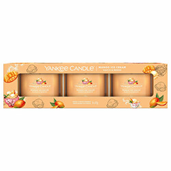 Set de lumânări votive în sticlă Mango Ice Cream 3 x 37 g