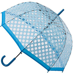 Umbrelă transparentă cu baston Stick Umbrella with Light Blue polka dots