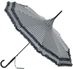 Ombrello da donna con apertura automatica Polka Pagoda with Frill Umbrella in Charcoal