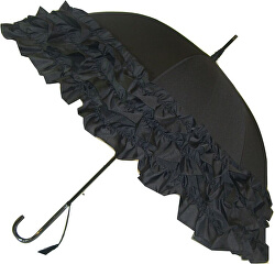 Damen Stockregenschirm Black Trip le Frill