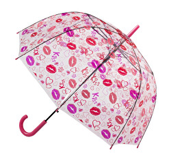 Umbrelă transparentă cu tijă pentru femei Clear Dome Stick With A Lips Design