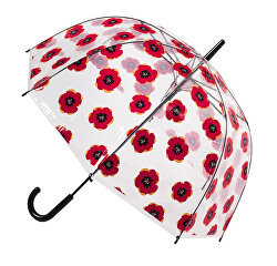 Umbrelă transparentă cu tijă pentru femei Clear Dome Stick With A Poppy Design