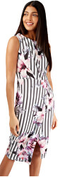 Dámske šaty Floral and Striped Wrap Pencil Dress Ivory
