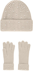 Set pentru femei - căciulă și mănuși PCEXY 17121047 Alb-3cap Gray