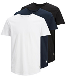 3 PACK - tricou pentru bărbați JJENOA 12191765 Long Line Fit White 1White 1Black 1Navy