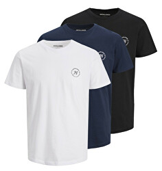 3 PACK - T-shirt da uomo JJJAXON Regular Fit Black Black+White+NavyBlazer