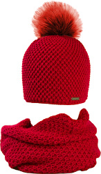Set Damenmütze und Loop Schal - rot