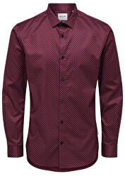 Camicia da uomo ONSALVES LS DISTY 2-PLY EASY IRON NOOS Zinfandel