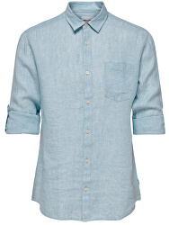 Cămașă pentru bărbați ONSLUKE LS LINEN SHIRT Cashmere Blue
