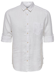 Cămașă pentru bărbați ONSLUKE LS LINEN SHIRT NOOS White