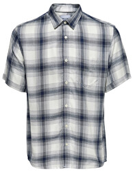 Camicia da uomo Samy Ss Reg Viscose Check Shirt Majolica Blue