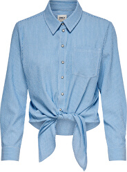 Női ing ONLLECEY LS STRIPE KNOT DNM SHIRT Cloud Dancer MEDIUM BLUE