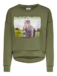 Dámska mikina ONLZIGGY L / S O-NECK BOX SWT Martini Olive DISCOVER