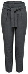 Dámske nohavice ONLNICOLE CHECK PAPERBAG PANTS WVN Dark Grey Melange