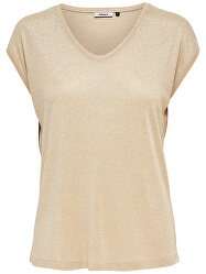 Dámske tričko ONLSILVERY S/S V NECK LUREX TOP JRS NOOS Gold Colour