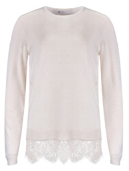 Dámský svetr Cilla L/S Lace Mix Pullover Knit Pumice Stone W Cloud Dancer