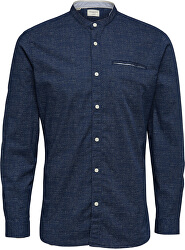 Cămașă pentru bărbați SLHSLIMLAKE SHIRT LS MIX W Dark Sapphire AOP