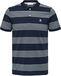 Férfi pólóing SLHARO EXCLUSIVE SS POLO W Dark Sapphire Twisted Egret