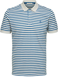 Pánské polo triko SLHARO STRIPE SS EMBROIDERY POLO W Egret Vallarta Blue