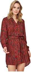 Dámské šaty VMSINE L/S SHORT DRESS WVN BF Madder Brown Iben