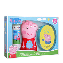 Peppa Pig - sprchový gel a šampon 2v1 400 ml + mycí houba + bublifuk