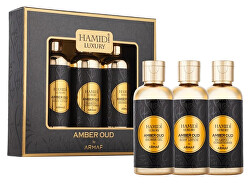 Luxury Amber Oud - sprchový gel 95 ml + tělové mléko 95 ml + šampon a kondicionér (2v1) 95 ml