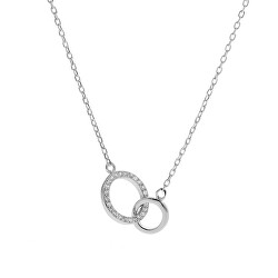 Módny strieborný náhrdelník Prepojené krúžky AJNA0024