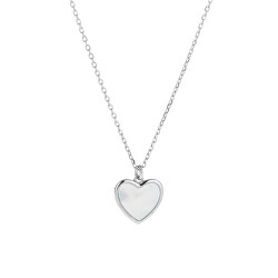 Nežný strieborný náhrdelník Srdce s perleťou AJNA0031 (retiazka, prívesok)