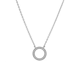 Třpytivý stříbrný náhrdelník Kroužek AJNA0019