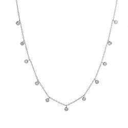Třpytivý stříbrný náhrdelník s kubickými zirkony AJNA0033