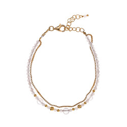 Bracciale doppio placcato in oro con quarzo rosa AL3054-Oro-QuarzoRosa