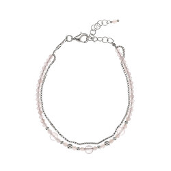 Bracciale doppio in argento con quarzo rosa AL3054-Argento-QuarzoRosa