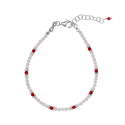 Bracciale con perline di agata e corallo rosso AL3956-Argento-BiancoCorallo