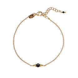 Minimalistisches vergoldetes Armband mit schwarzem Spinell AL4897-Oro-Spinello