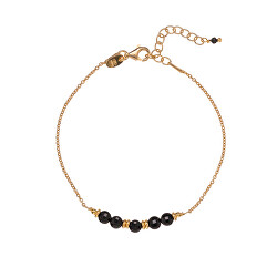 Bracciale placcato in oro con perle di spinello nero AL4898-Oro-Spinello