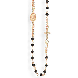 Rosary CRORN3 elegáns aranyozott nyaklánc fekete kristályokkal