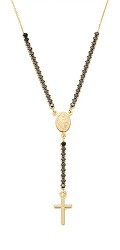 Jedinečný pozlacený náhrdelník s černými zirkony Rosary CLCRMIGNZ4