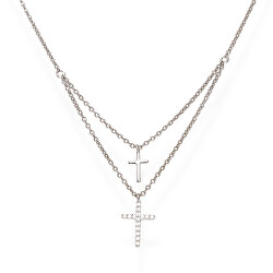 Jemný stříbrný náhrdelník s křížky CL2CROSSBBZ