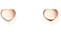 Minimalistické bronzové náušnice ve tvaru srdíček Elegance ORCUR