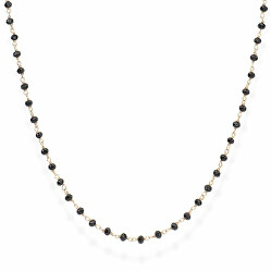 Nadčasový pozlacený náhrdelník s černými krystaly Romance CLRN45