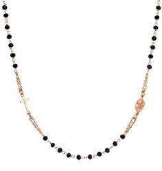 Rosary CRORN3 időtálló aranyozott nyaklánc fekete kristályokkal