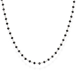 Nadčasový strieborný náhrdelník s čiernymi kryštálmi Romance CLBN