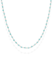 Něžný stříbrný náhrdelník se světle zelenými krystaly Romance CLBT