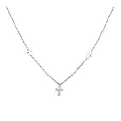 Originální stříbrný náhrdelník s křížky Pray, Love CLCCZB3