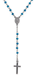 Eredeti ezüst nyaklánc kék rózsafüzér CRONBL4 kristályokkal